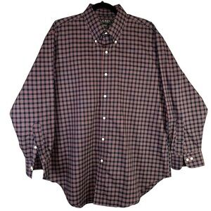 Lauren‎ Ralph Lauren Classic Fit Non-Iron Navy Plaid Men's 17 Button Down Shirt